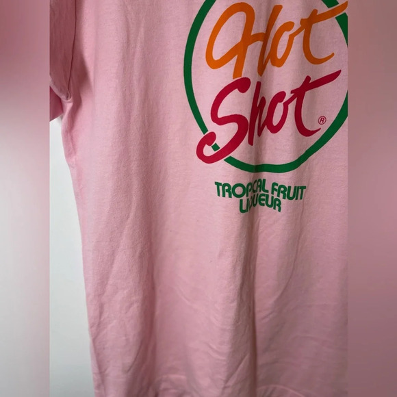 Vintage Hot Shot Tropical Fruit Liquer Pink T Shirt 1990s Unisex - Picture 3 of 8